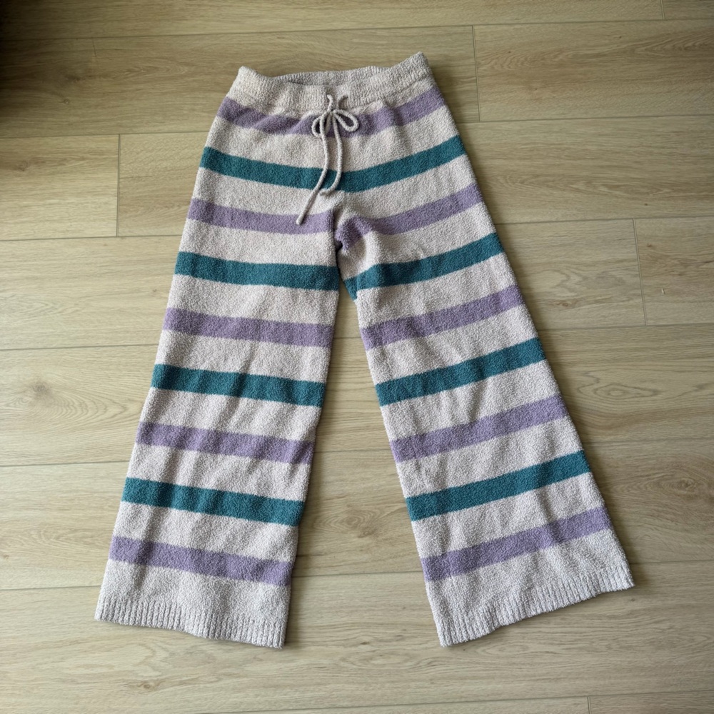 Fuzzy Striped Pajama Pants